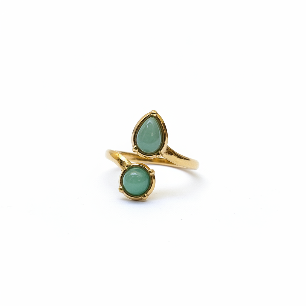Bague Double Pierre Verte