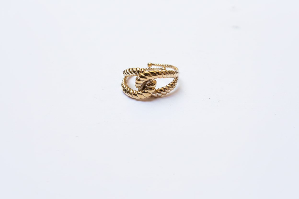 Bague Nœud Torsadée Dorée