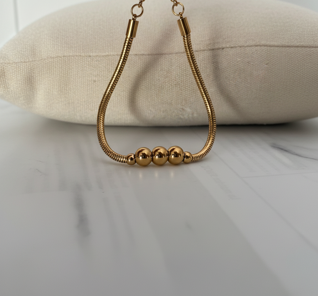 Bracelet Serpent Doré Perles