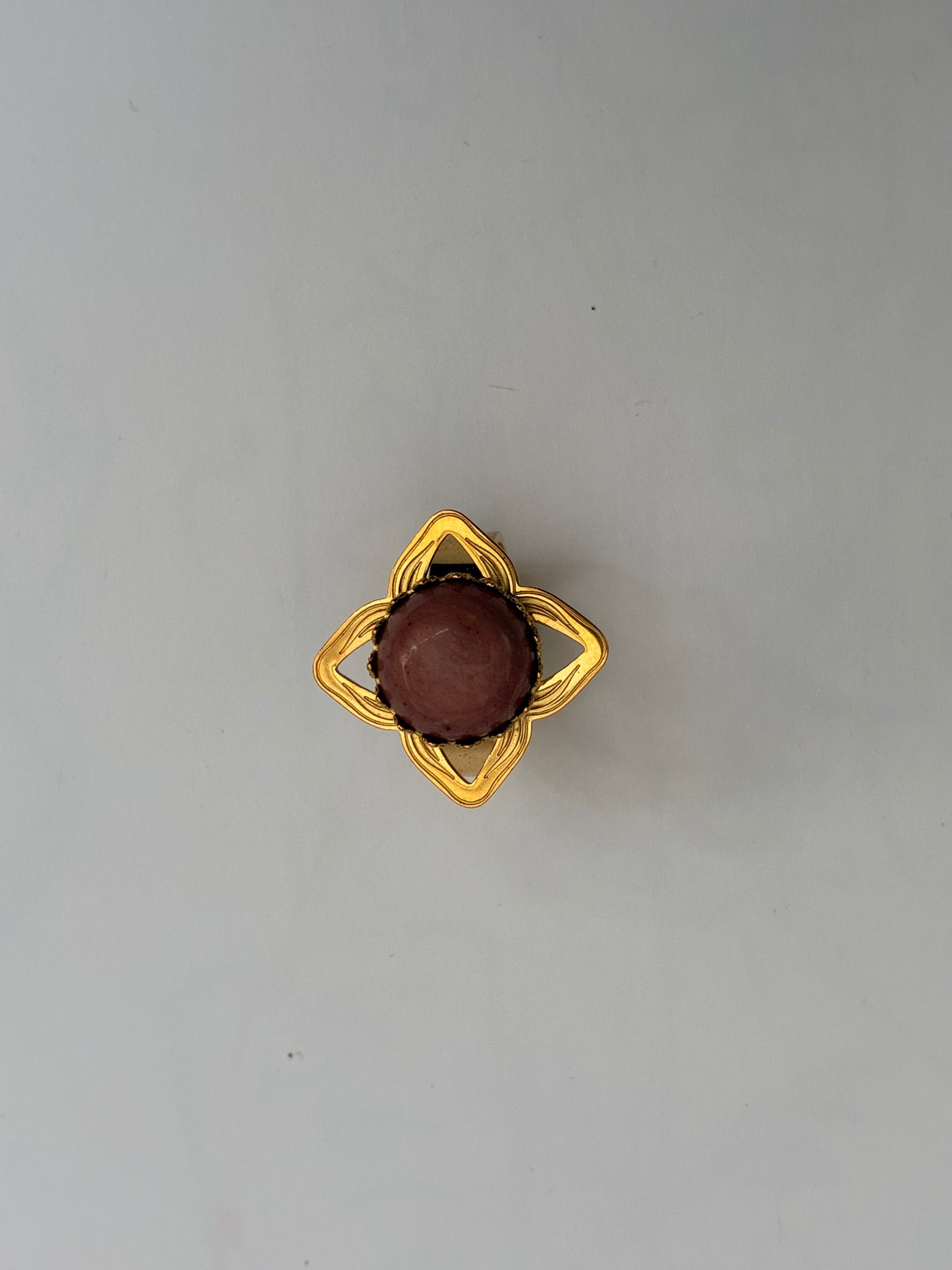Bague Fleur Pierre Rose Dorée
