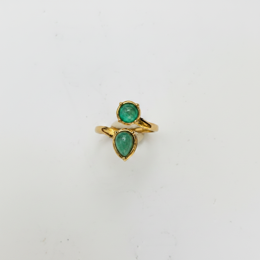 Bague Double Pierre Verte