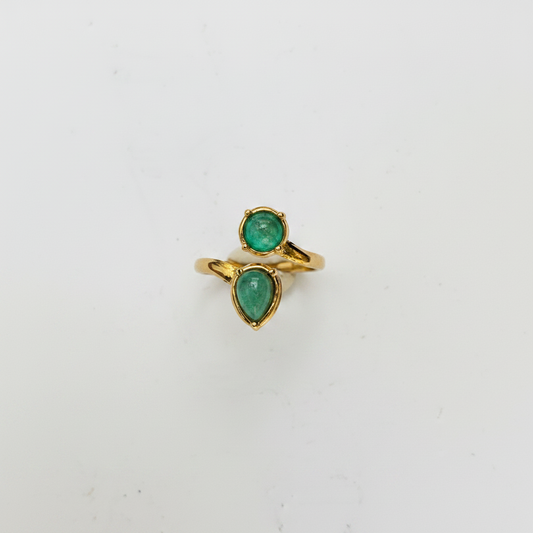 Bague Double Pierre Verte