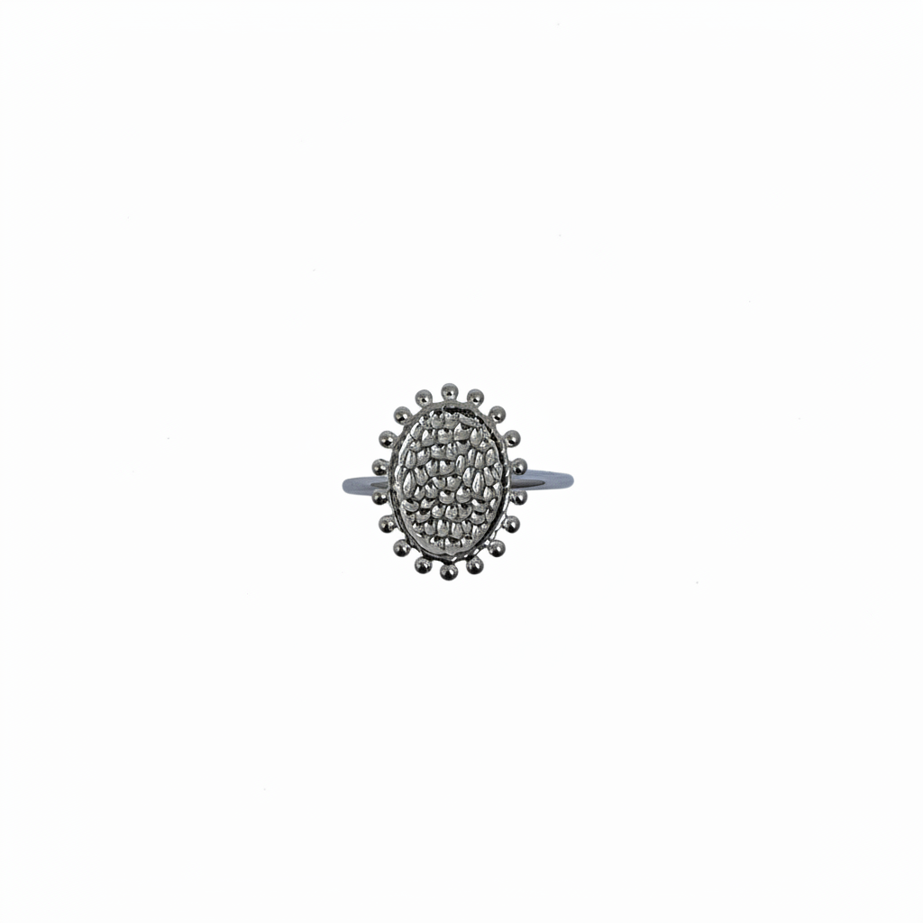 Bague Médaillon Ovale Argentée