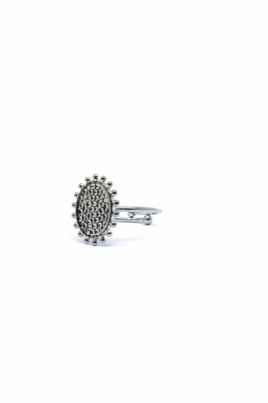 Bague Médaillon Ovale Argentée