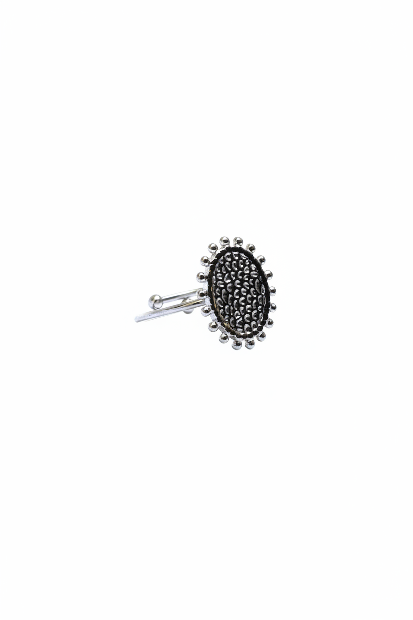 Bague Médaillon Ovale Argentée