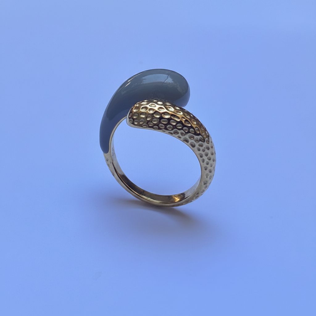 Bague Bimatière Pierre Bleue & Or