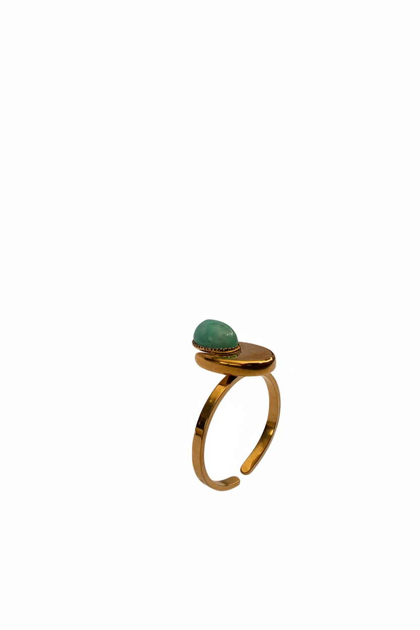Bague Pierre Turquoise Ovale Dorée
