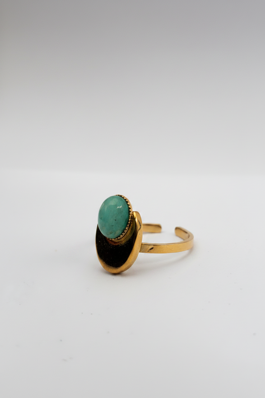 Bague Pierre Turquoise Ovale Dorée