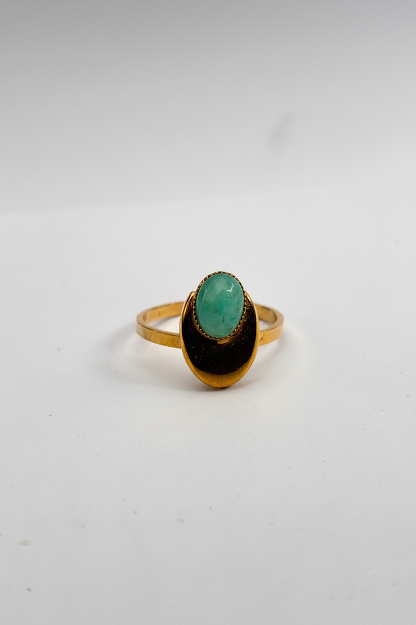 Bague Pierre Turquoise Ovale Dorée