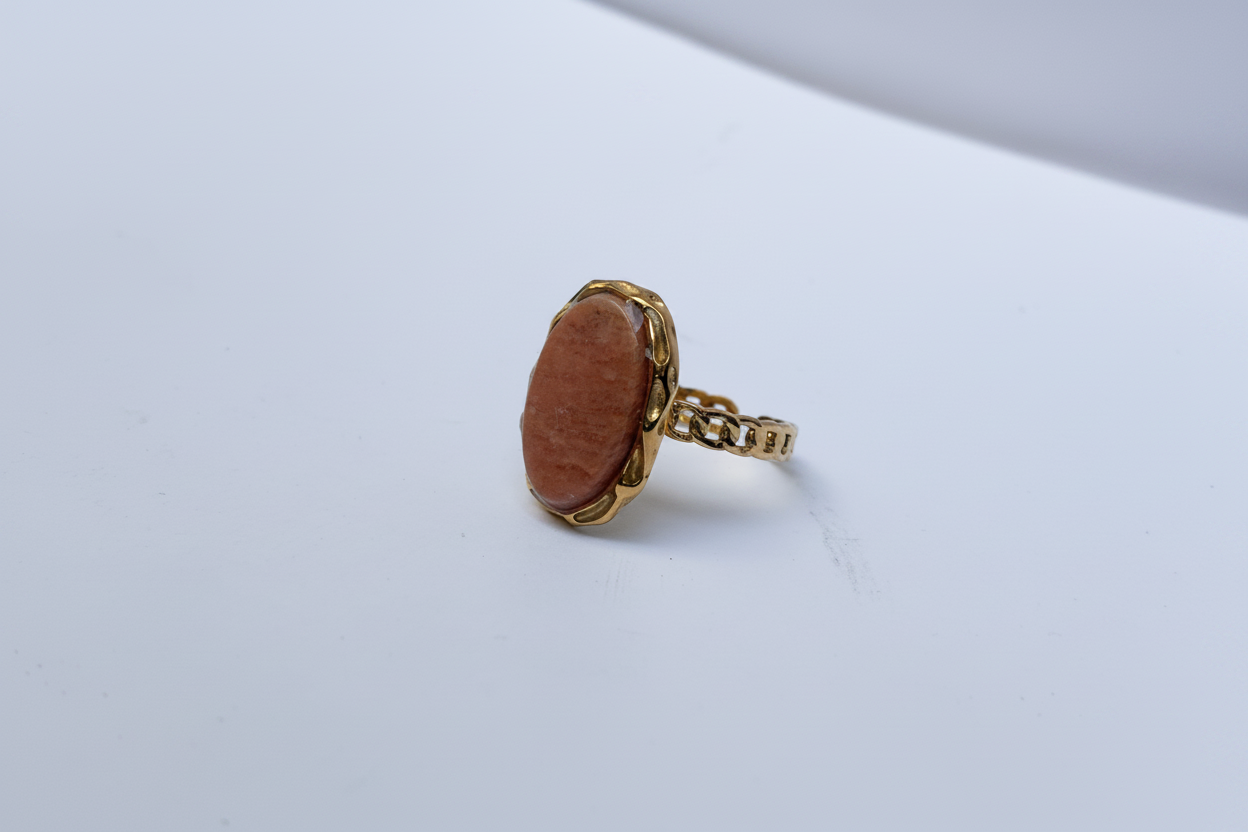 Bague Pierre Terracotta Dorée - vue 2