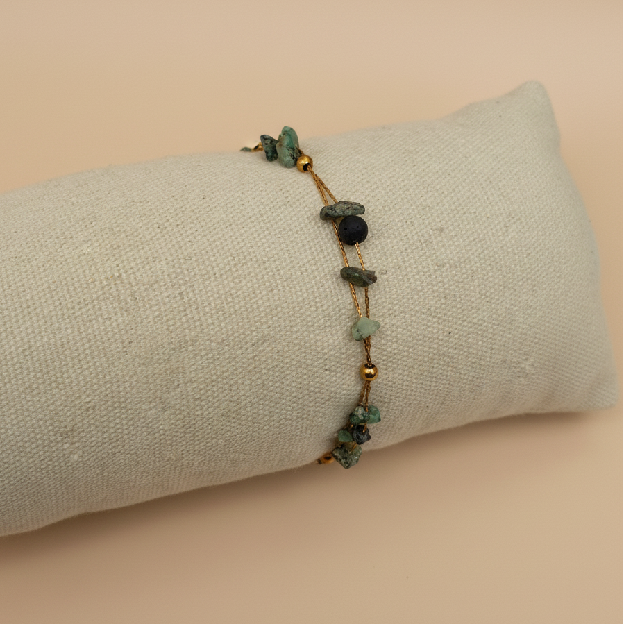 Bracelet émeraude coussin vue 1