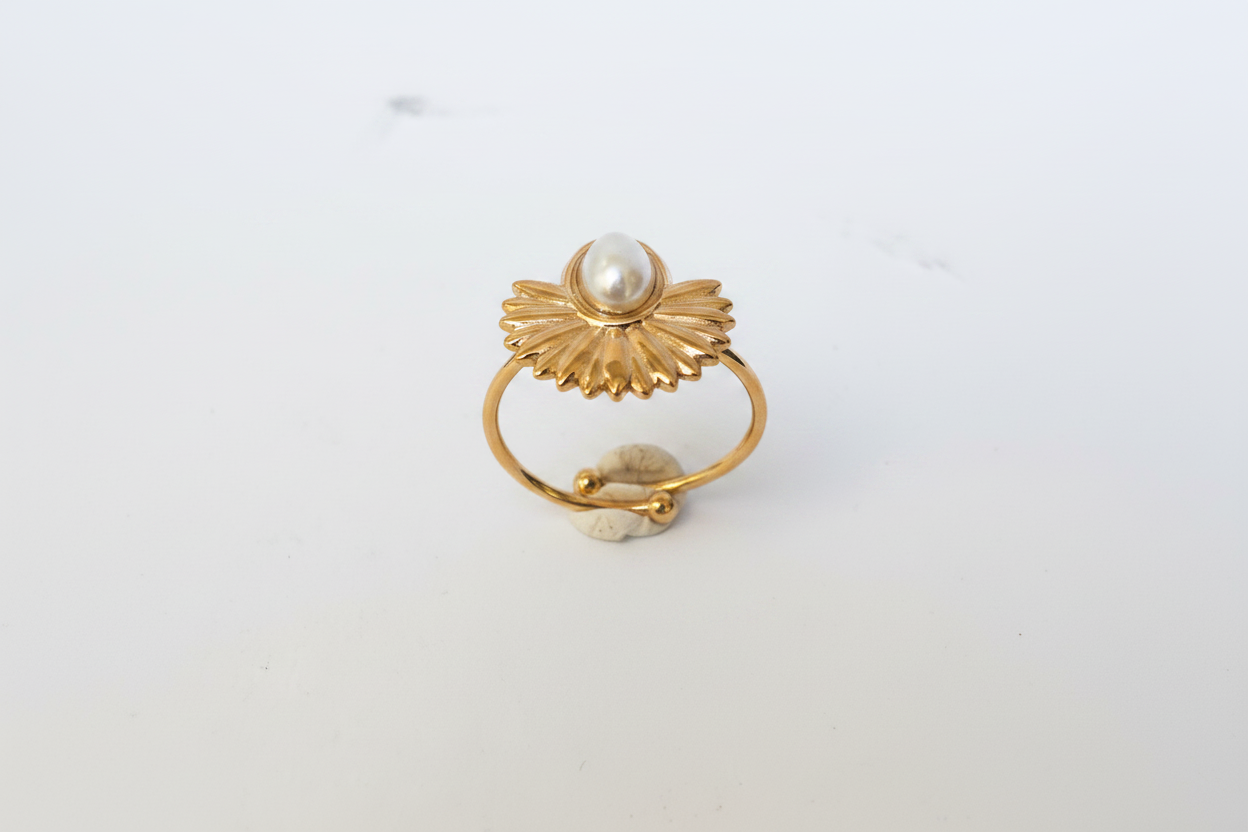 Bague Soleil Perle Dorée - vue 1