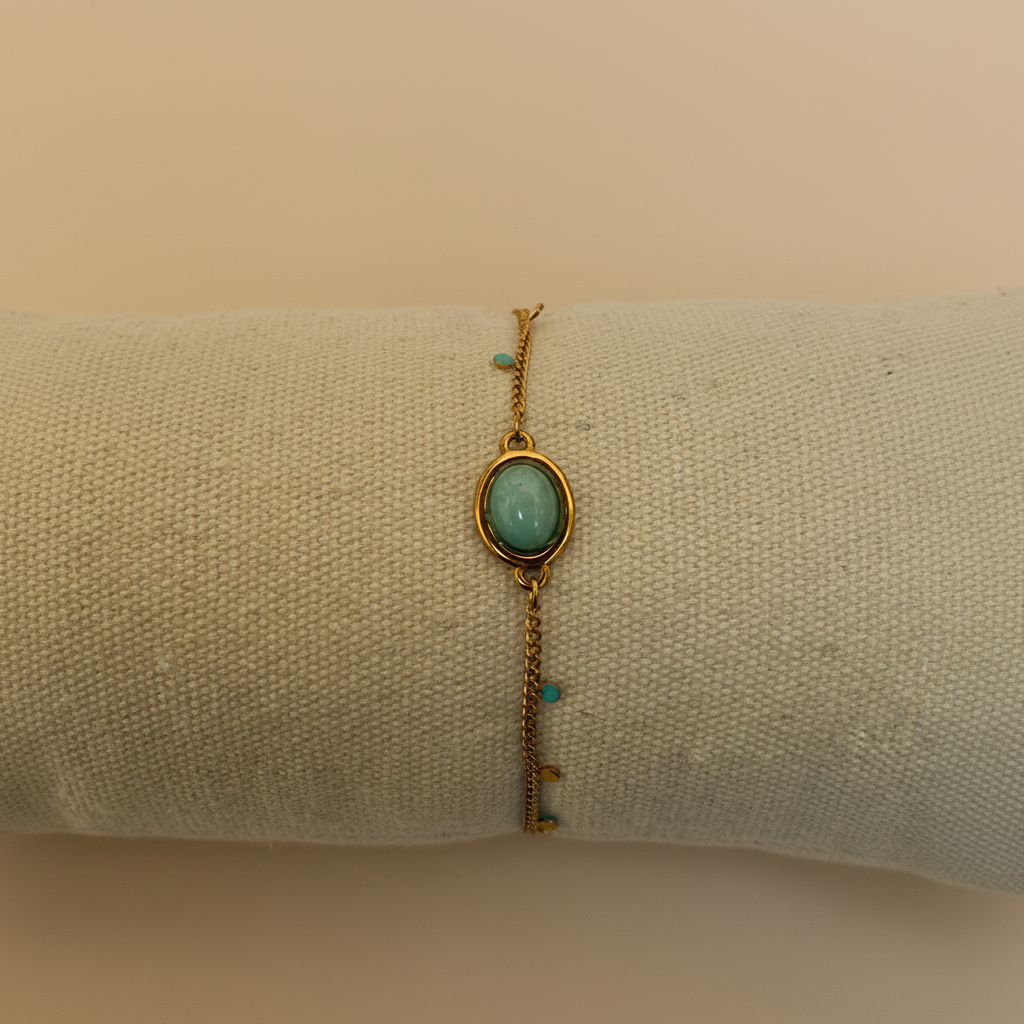 Bracelet turquoise coussin vue face