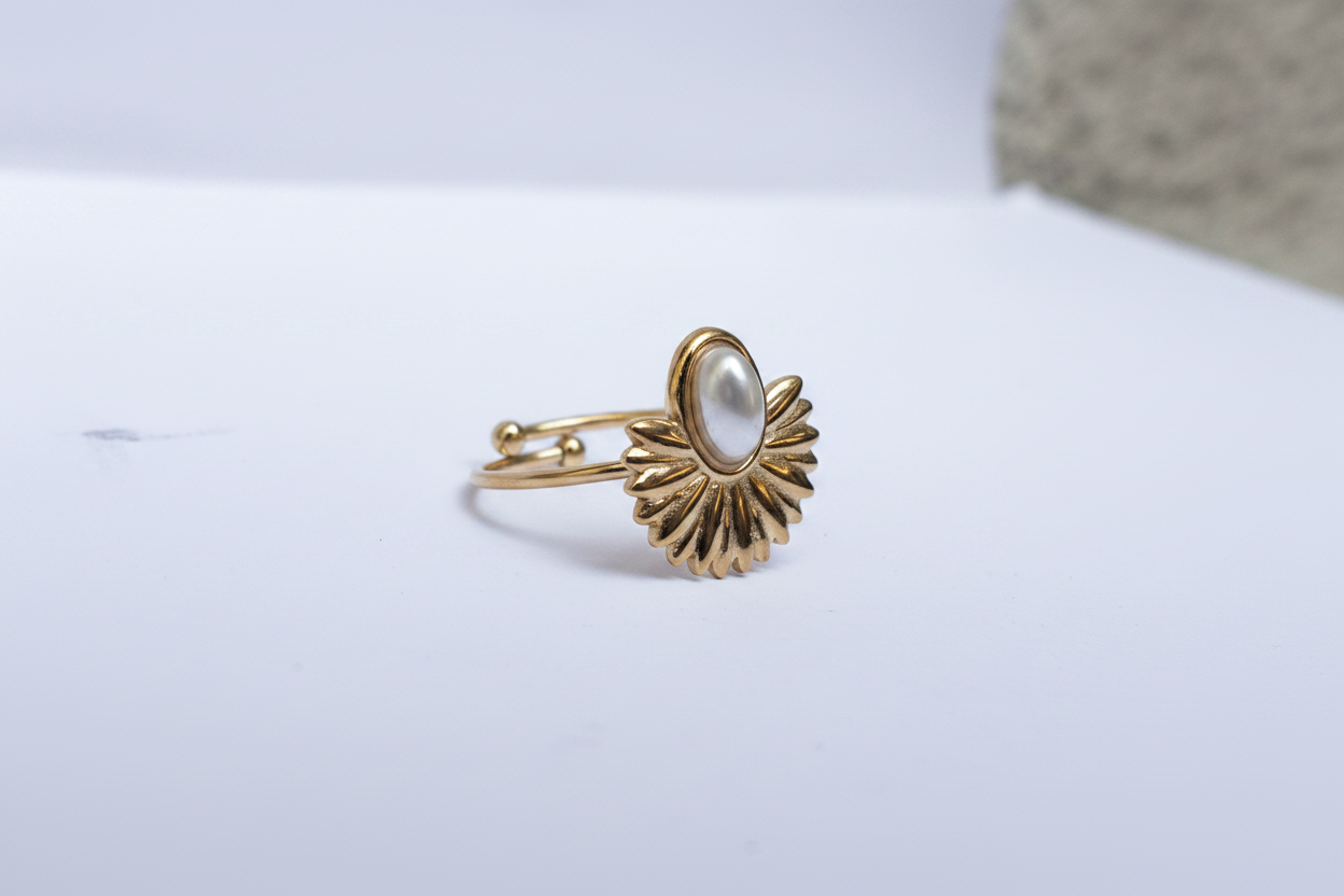 Bague Soleil Perle Dorée - vue 3