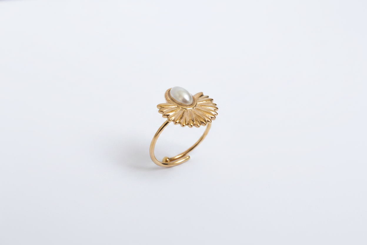 Bague Soleil Perle Dorée - vue 2
