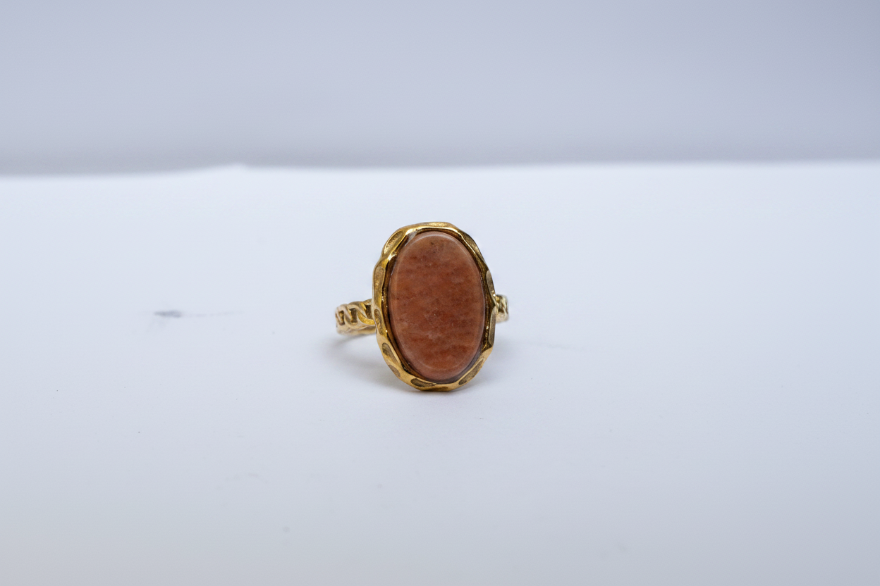 Bague Pierre Terracotta Dorée - vue 3