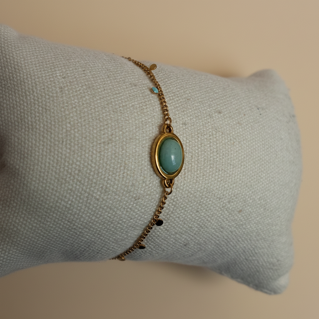 Bracelet turquoise coussin vue côté