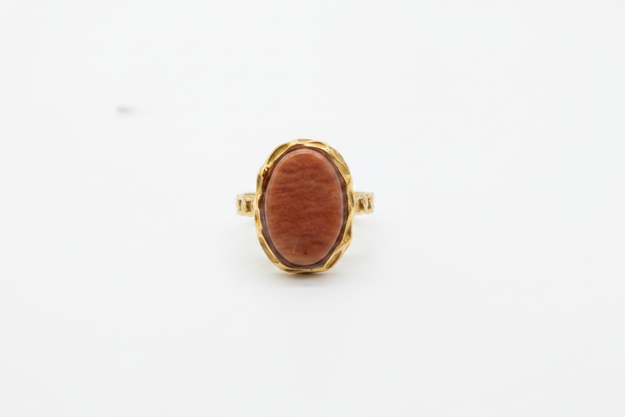 Bague Pierre Terracotta Dorée - vue 4