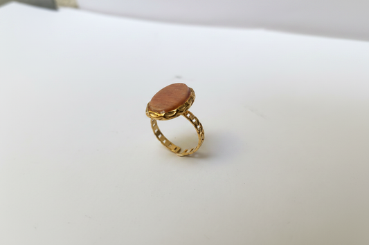 Bague Pierre Terracotta Dorée - vue 1