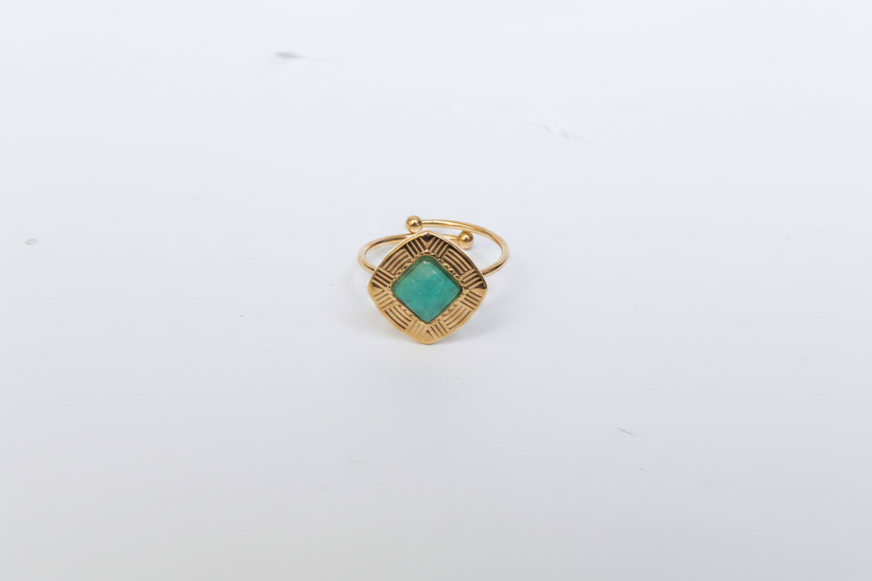 Bague Chaton Turquoise Dorée - vue 3
