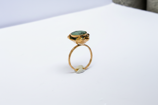 Bague Agate Verte Dorée - vue 1