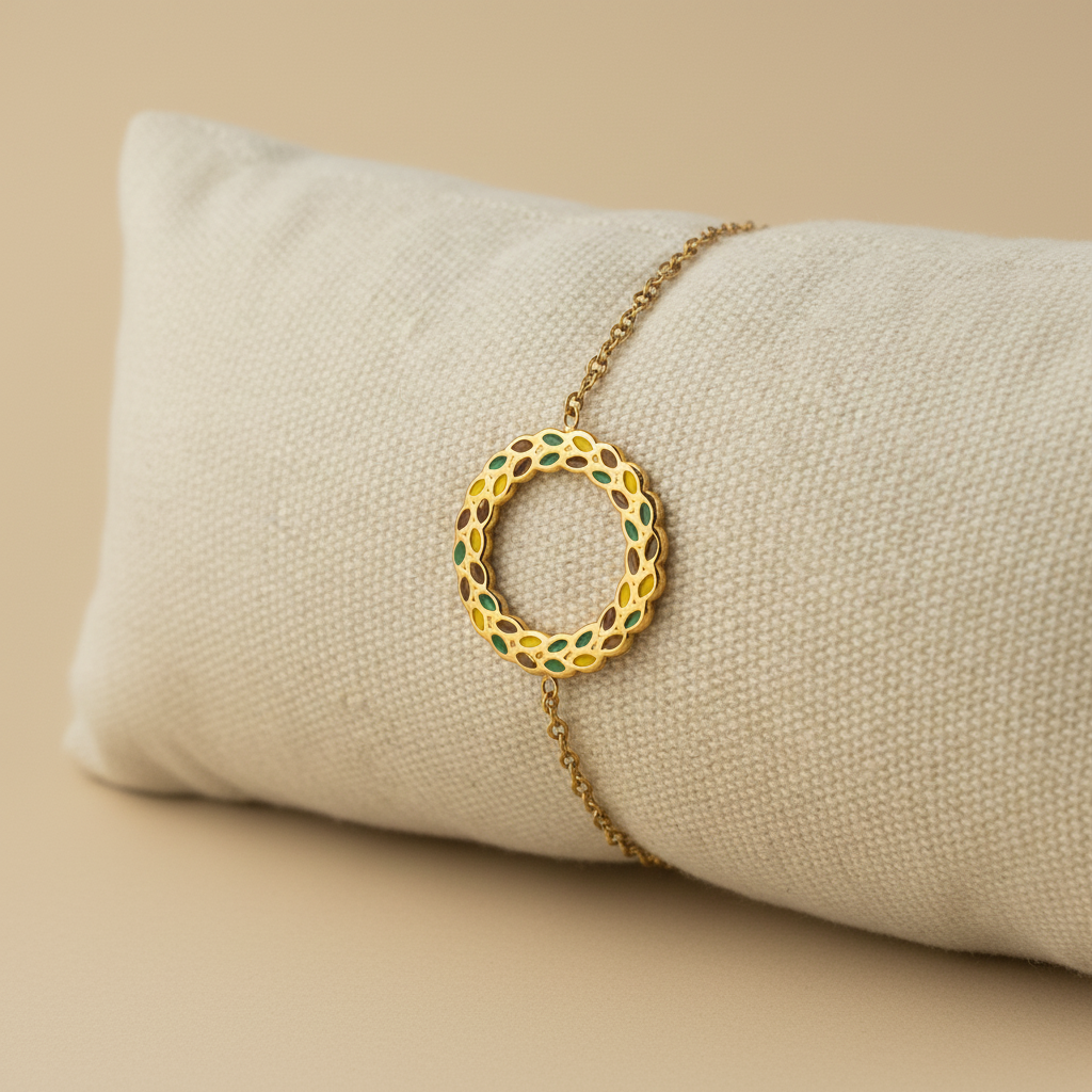 Bracelet cercle émail coussin vue côté