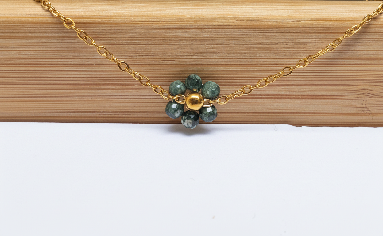 Bracelet Fleur Cristal Vert